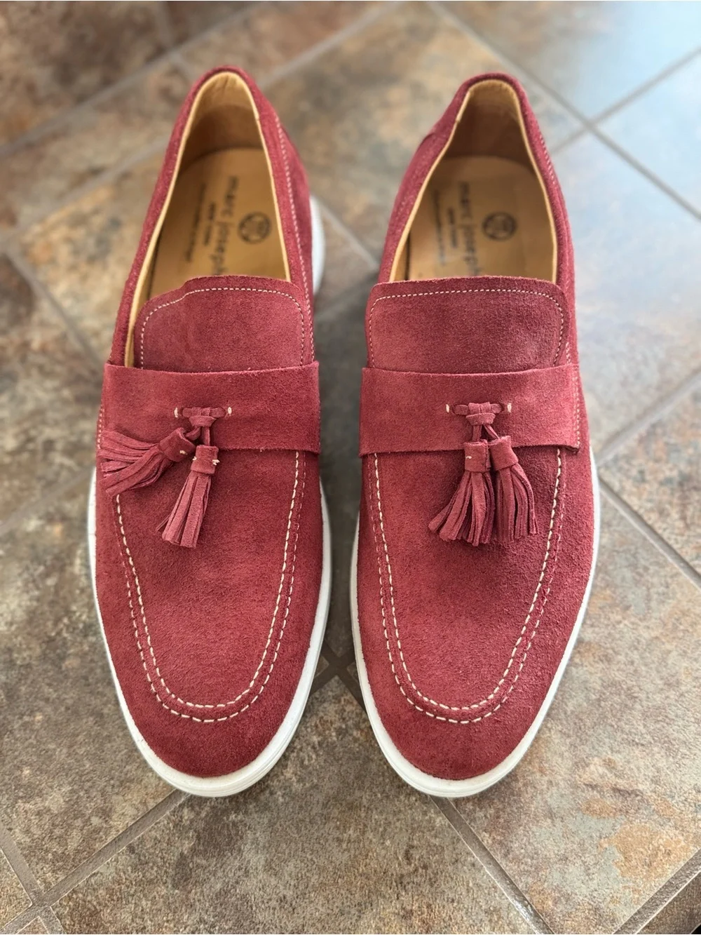 New Marc Joseph New York Men’s Suede Tassel Loafers Red Size 11.5